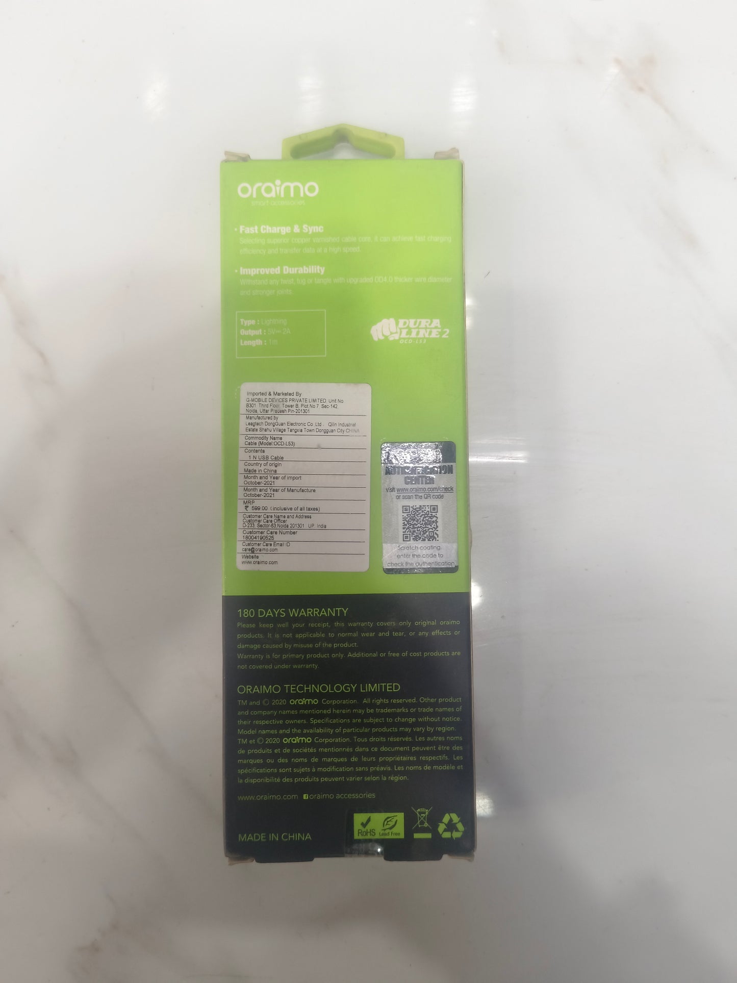 Oraimo Lightning Cable 1m OCD-L21